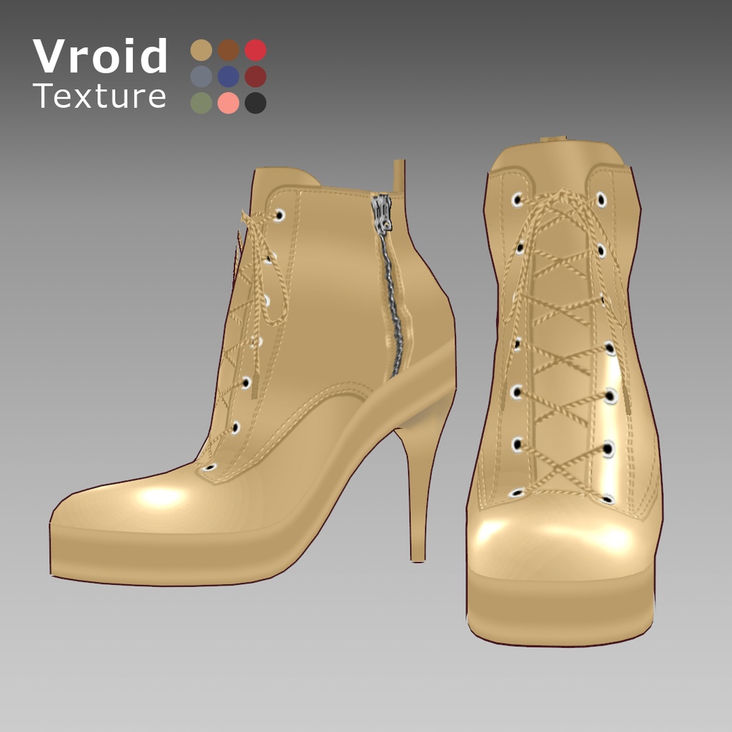 VRoidOutfit レース アップ ピンヒール ブーツ セット