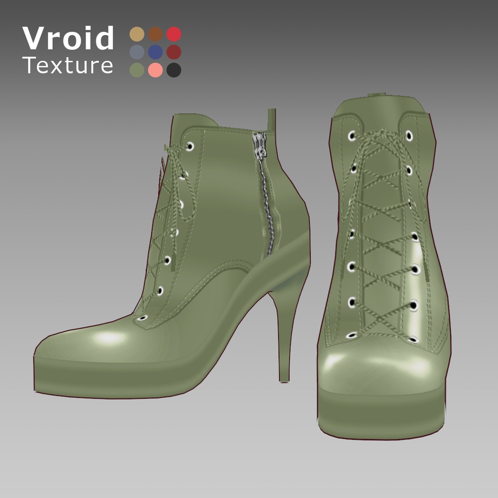 VRoidOutfit レース アップ ピンヒール ブーツ セット