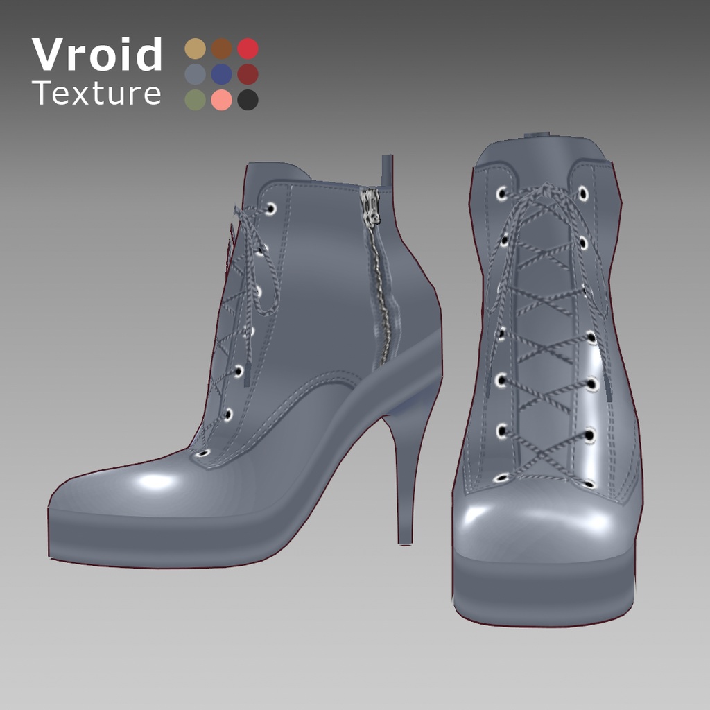 VRoidOutfit レース アップ ピンヒール ブーツ セット
