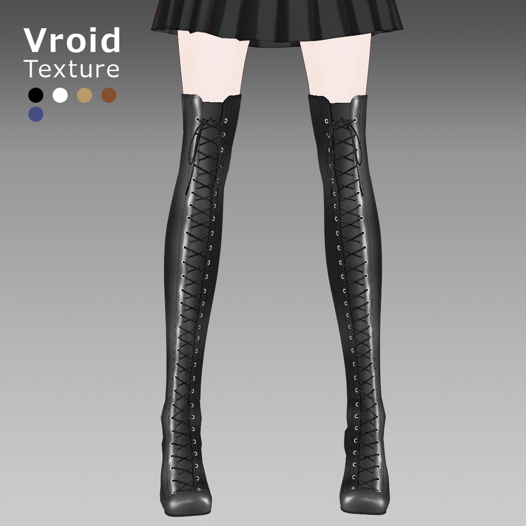 VRoidOutfit サイハイ ピンヒール ブーツ セット