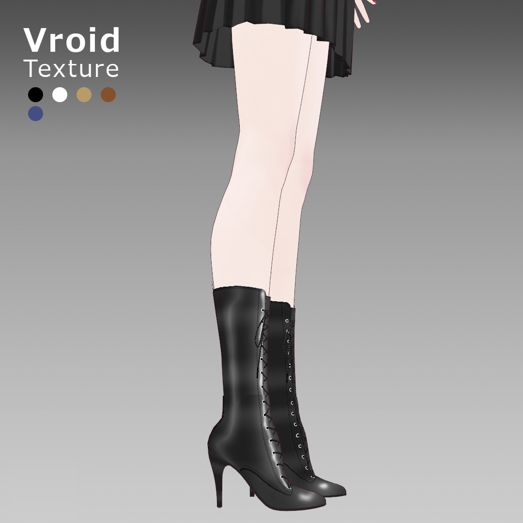 VRoidOutfit サイハイ ピンヒール ブーツ セット