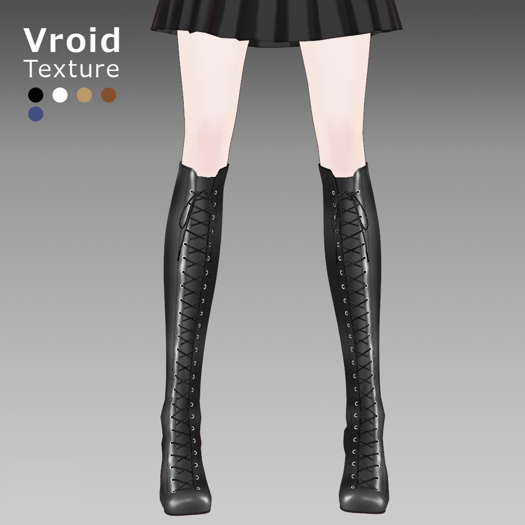 VRoidOutfit サイハイ ピンヒール ブーツ セット