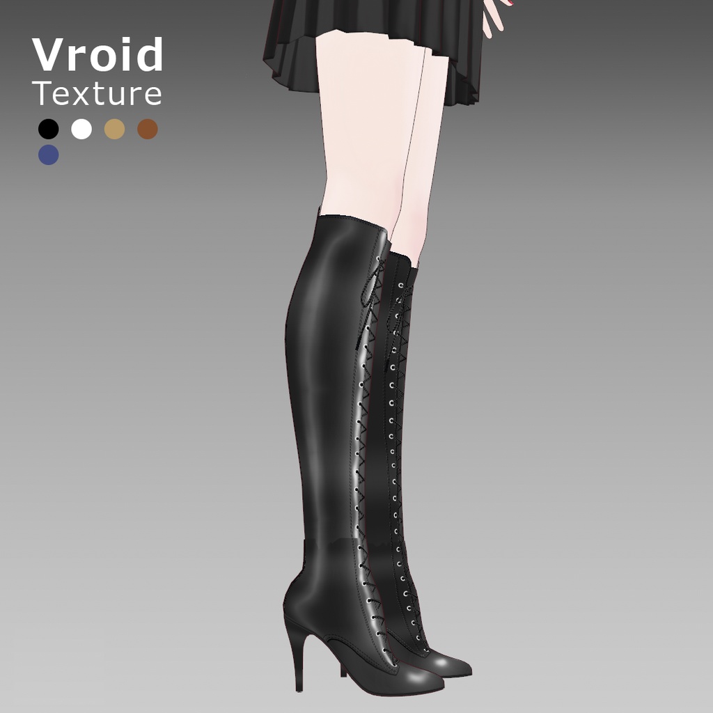 VRoidOutfit サイハイ ピンヒール ブーツ セット