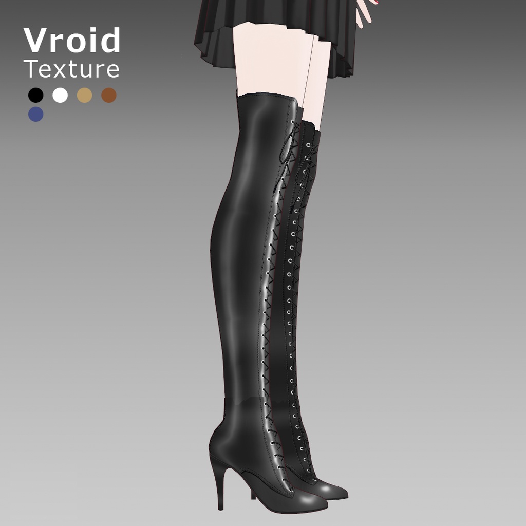 VRoidOutfit サイハイ ピンヒール ブーツ セット