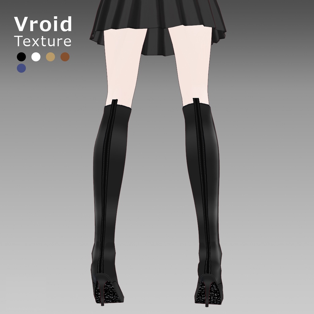 VRoidOutfit サイハイ ピンヒール ブーツ セット