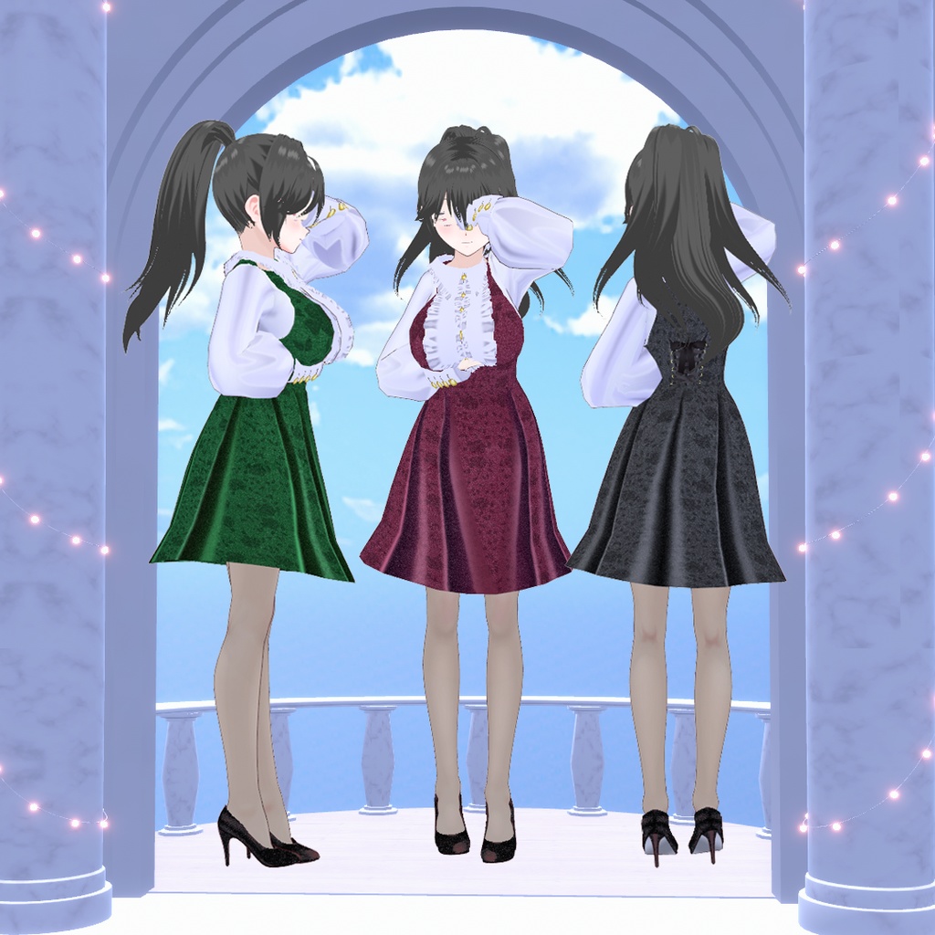 VRoidOutfit ベロア ドレス セット