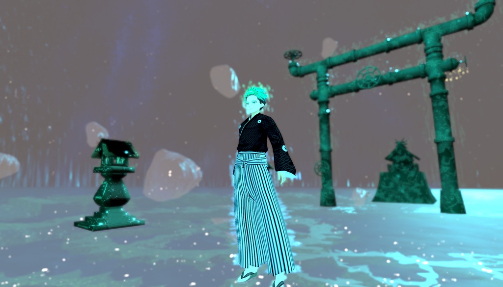 VRoidOutfit 白黒紋付き羽織セット