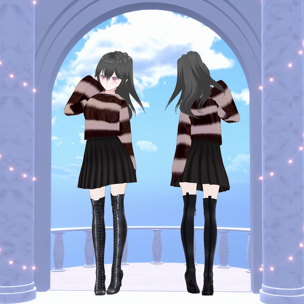VRoidOutfit ボーダー フェザー ニット