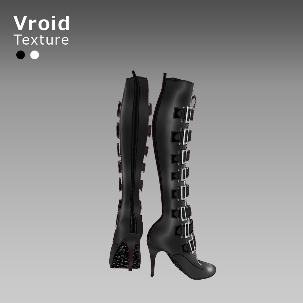 VRoidOutfit サイハイ パンク ピンヒール ブーツ セット