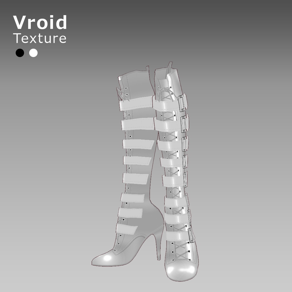 VRoidOutfit サイハイ パンク ピンヒール ブーツ セット
