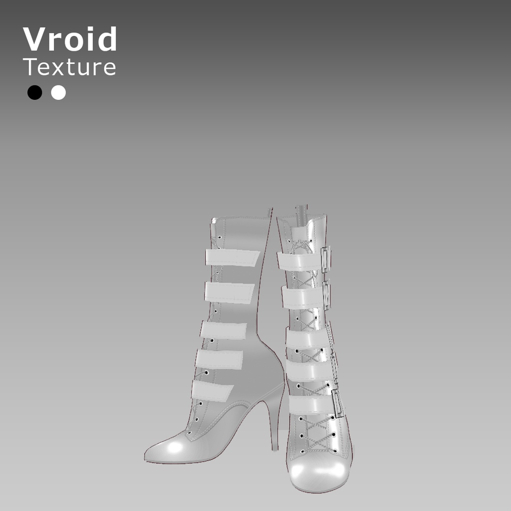 VRoidOutfit サイハイ パンク ピンヒール ブーツ セット