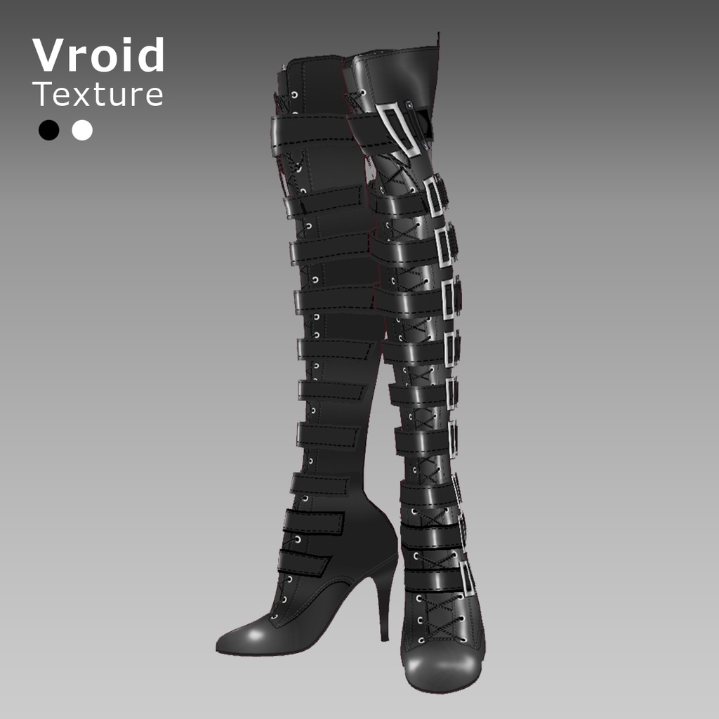 VRoidOutfit サイハイ パンク ピンヒール ブーツ セット