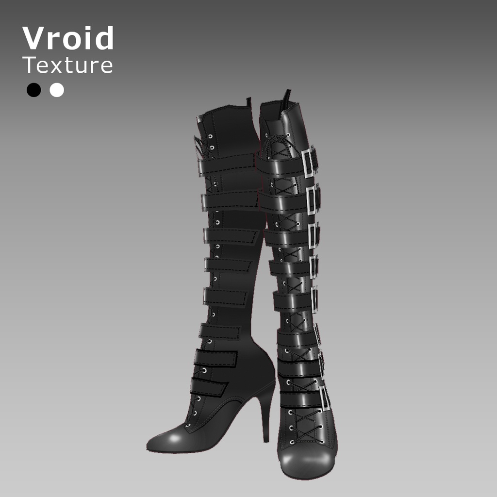 VRoidOutfit サイハイ パンク ピンヒール ブーツ セット