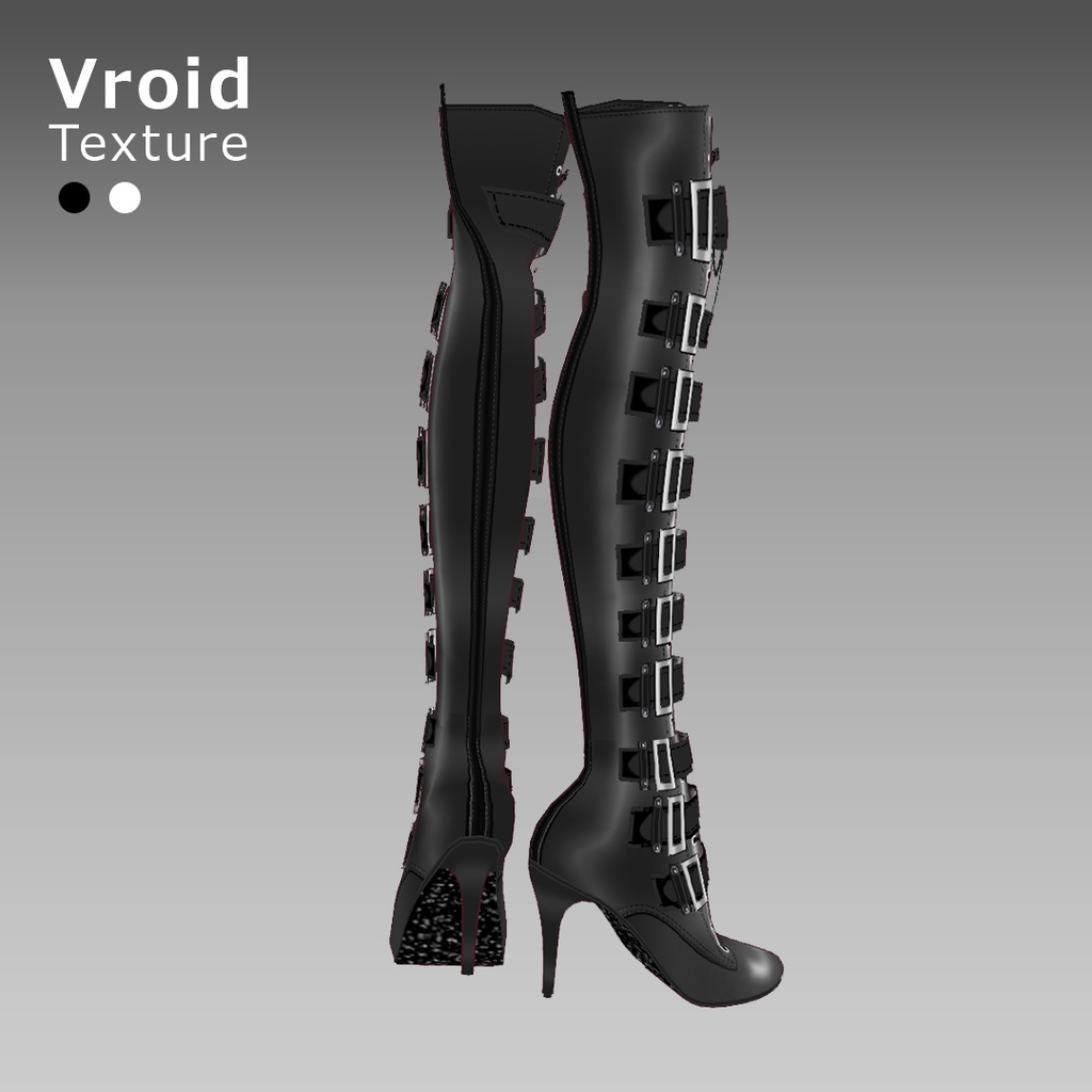 VRoidOutfit サイハイ パンク ピンヒール ブーツ セット