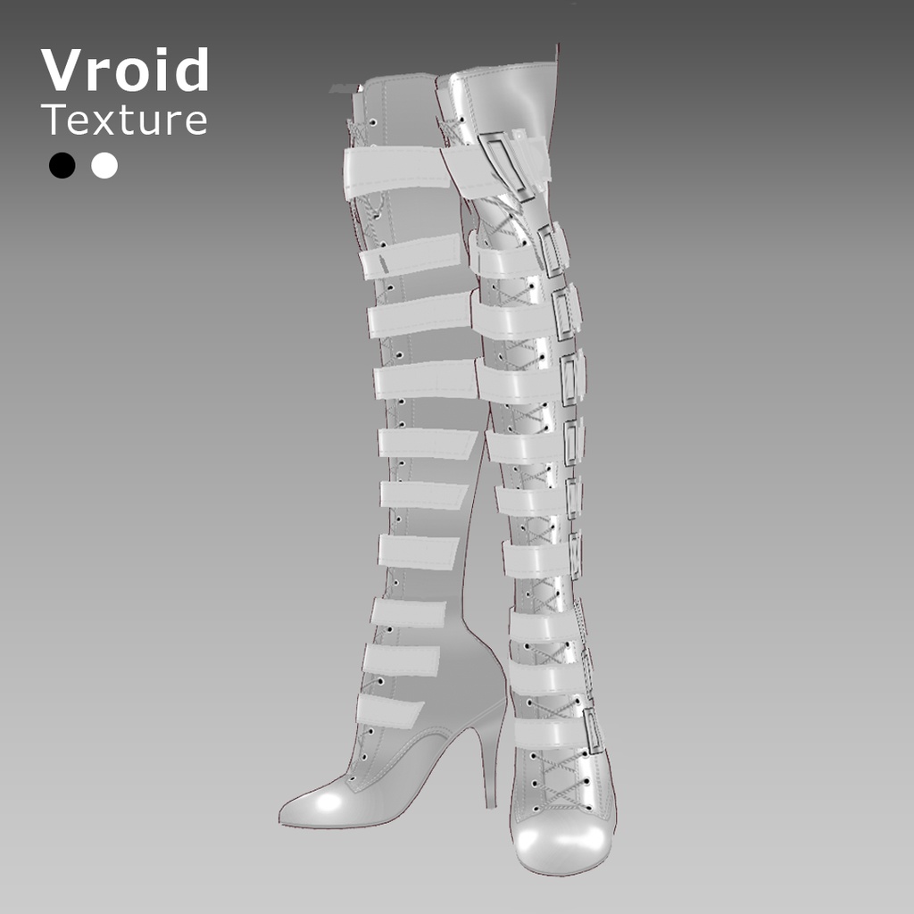 VRoidOutfit サイハイ パンク ピンヒール ブーツ セット