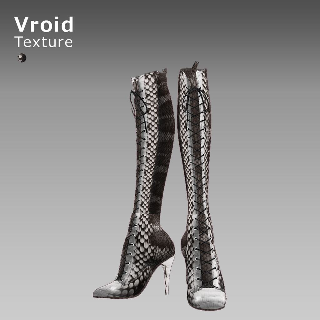 VRoidOutfit サイハイ パイソン ピンヒール ブーツ セット