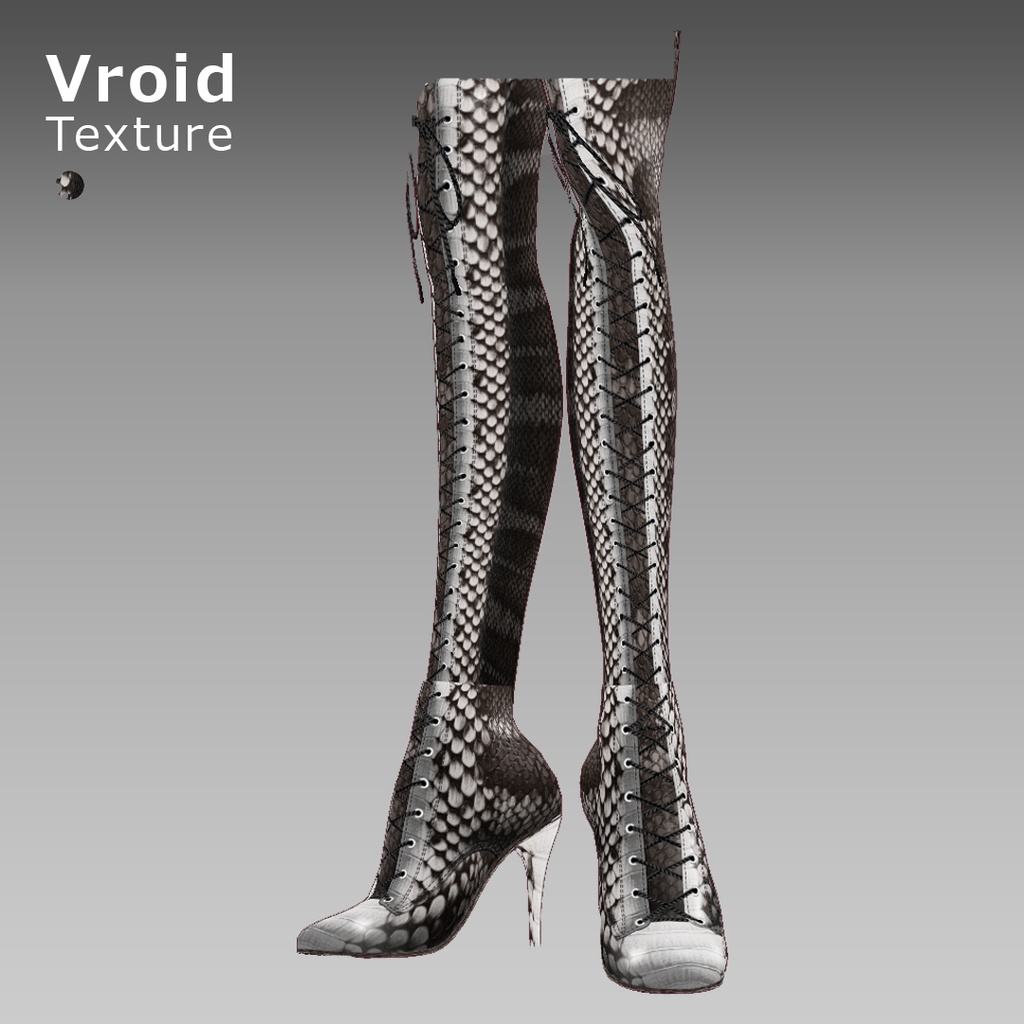 VRoidOutfit サイハイ パイソン ピンヒール ブーツ セット