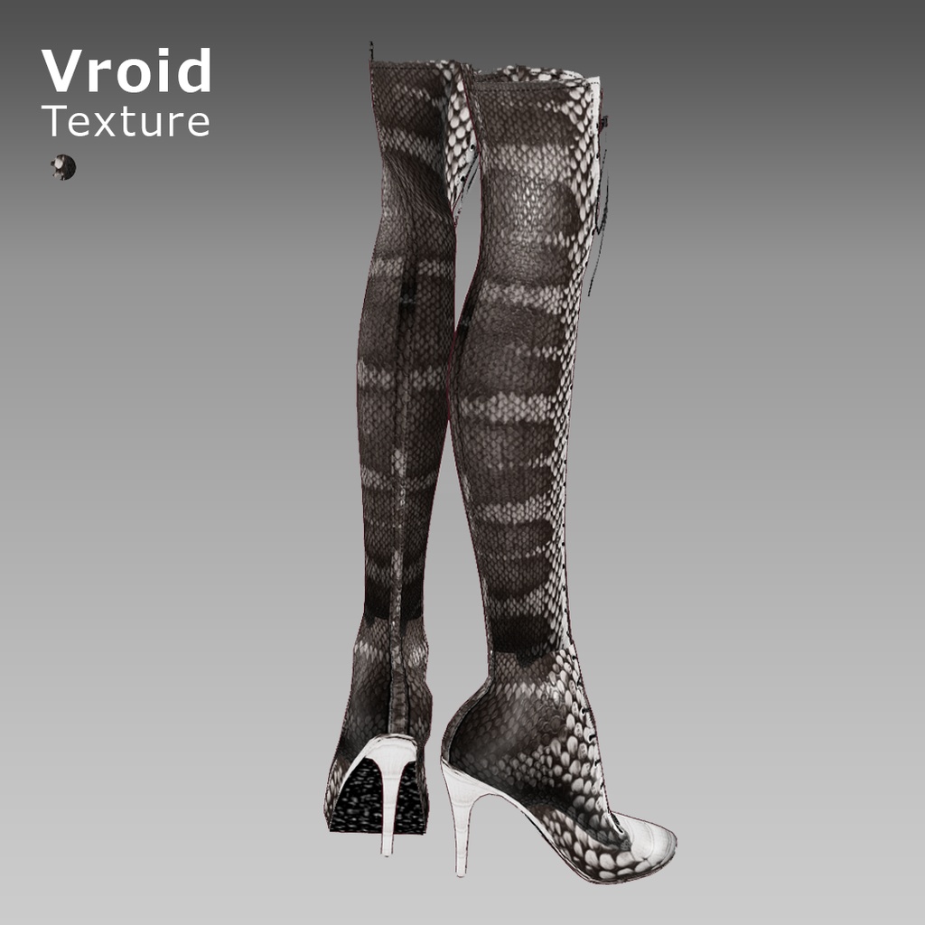 VRoidOutfit サイハイ パイソン ピンヒール ブーツ セット