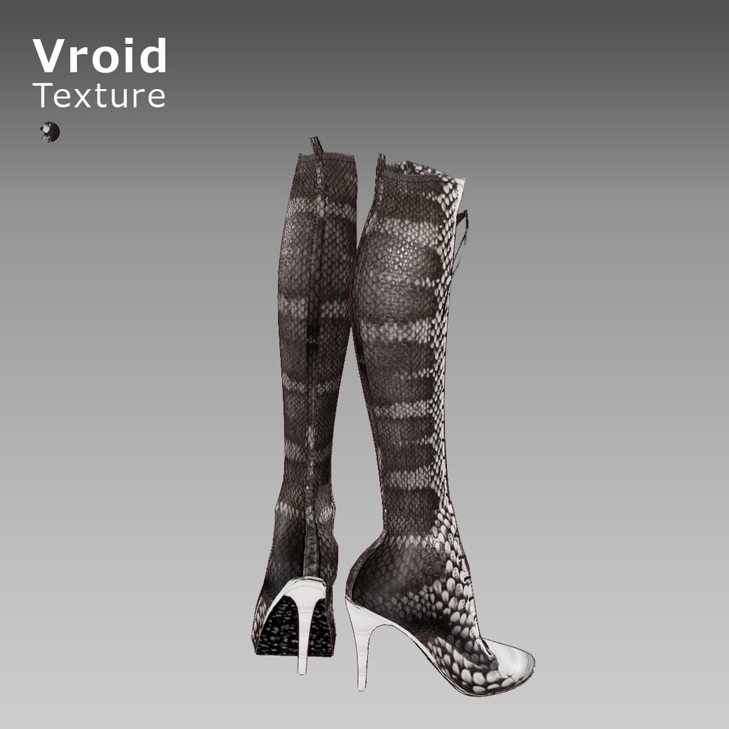 VRoidOutfit サイハイ パイソン ピンヒール ブーツ セット