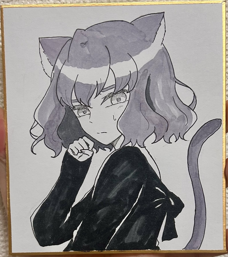 ねこ(本質)神童ミニ色紙