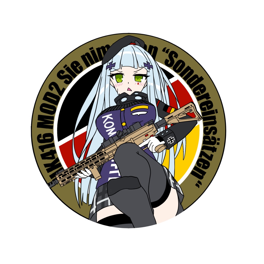 ミリタリーパッチ アニメ絵 ドルフロ ワッペン HK416 ベルクロ