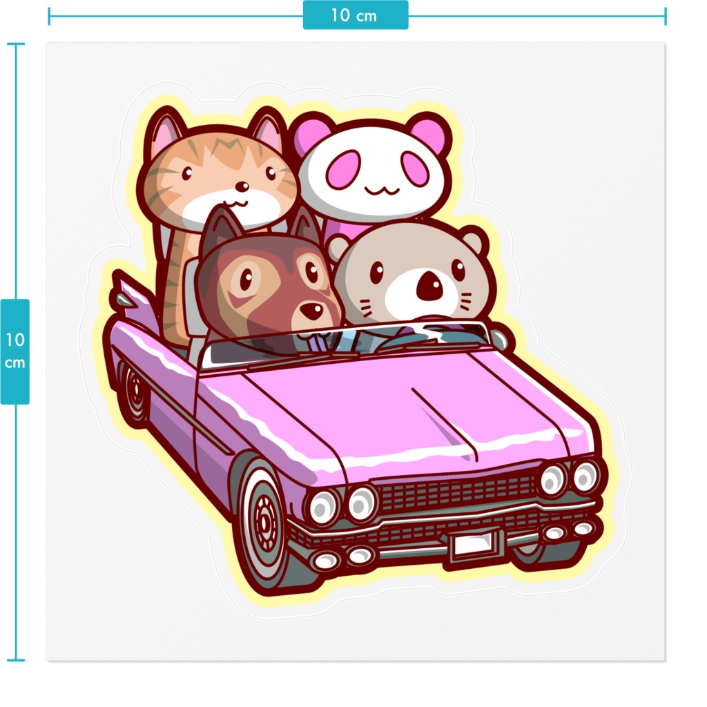 ピンクの車でドライブステッカー