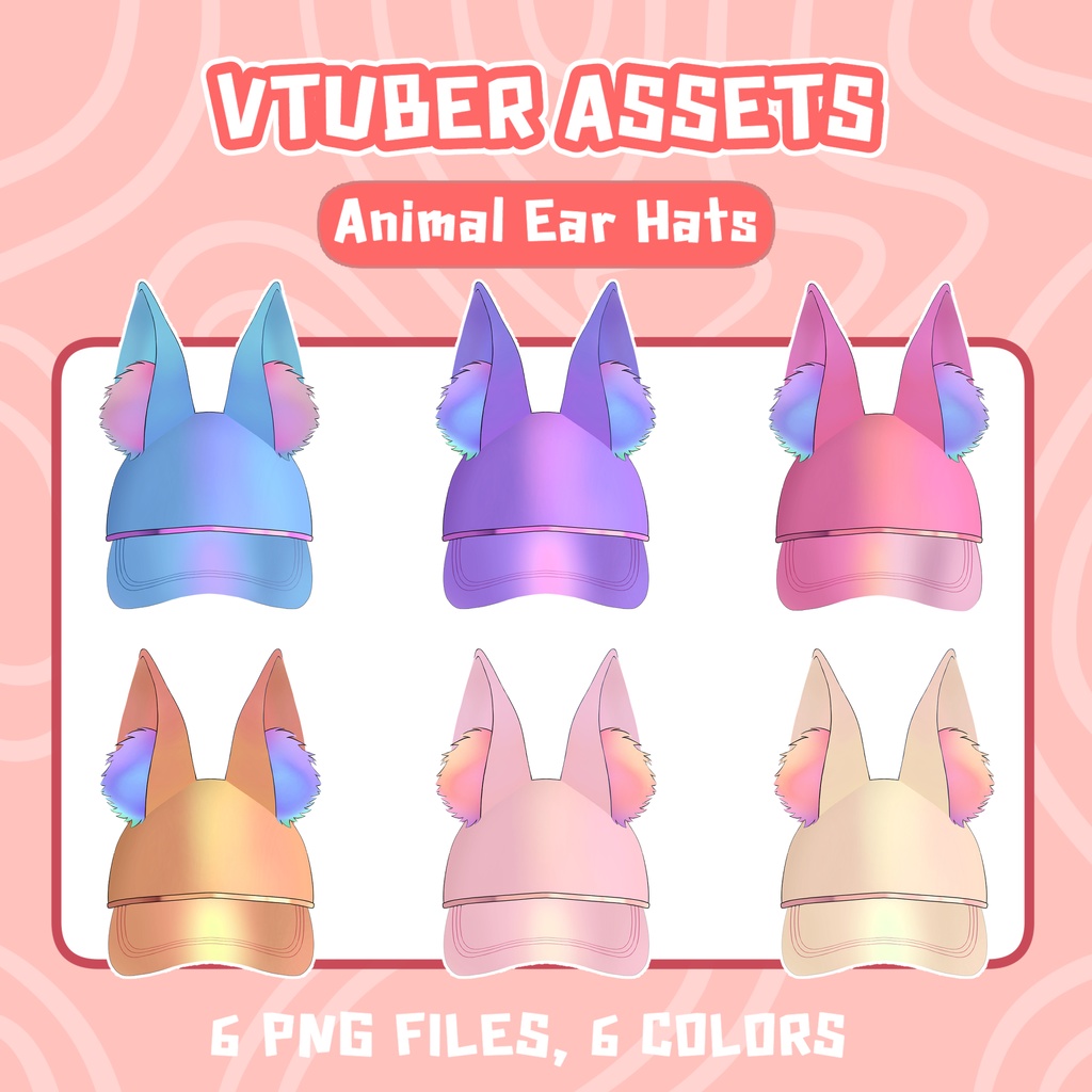 Animal Ear Hats Vtuber Assets (6 Colors)