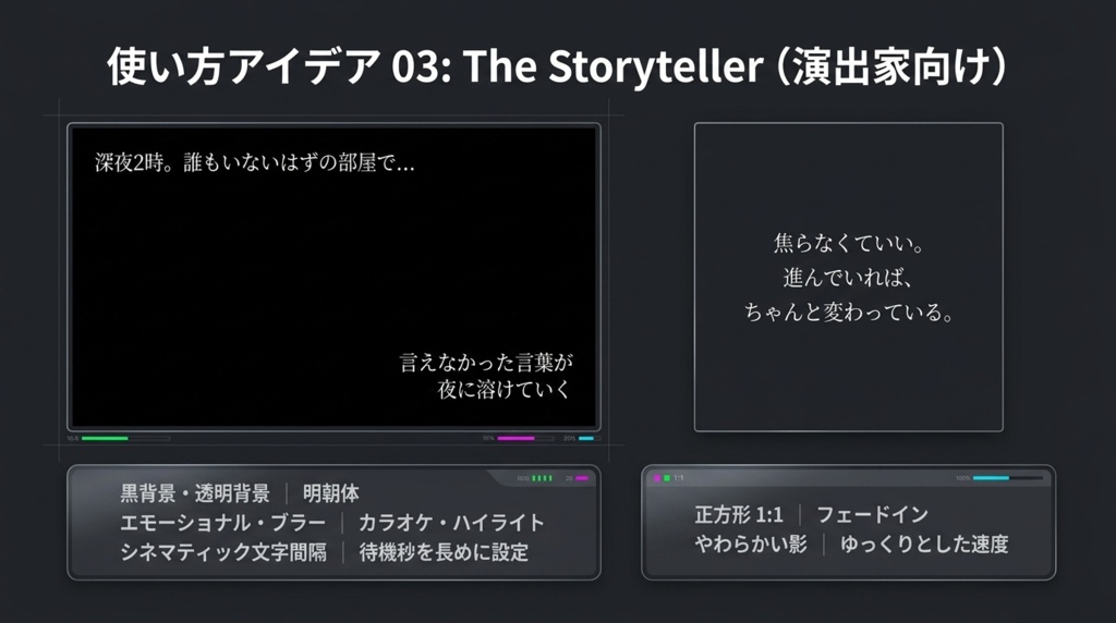 OBS収録用 テキストアニメーションジェネレーター Pro|ショート動画・歌詞動画向けツール