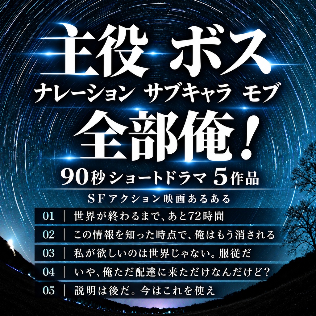 主役、ボス、ナレーション、サブキャラ、モブ……全部俺！