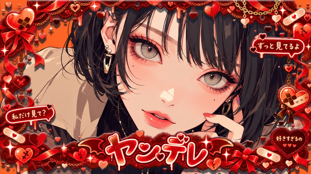 【無料】ヤンデレ朗読・配信用フレーム素材｜背景透過PNG・16:9