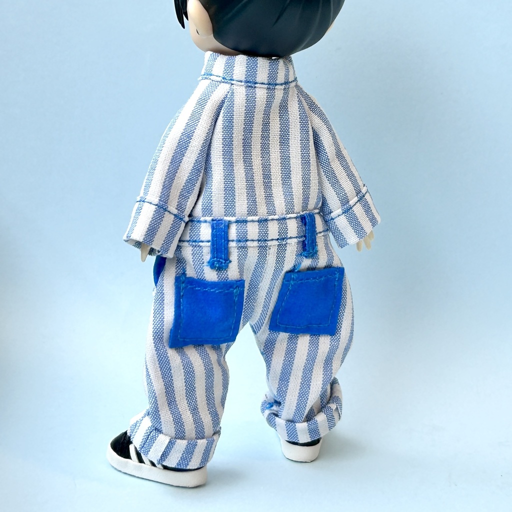 ストライブ柄のつなぎ(オビツ11身長調整・ピコドー10)