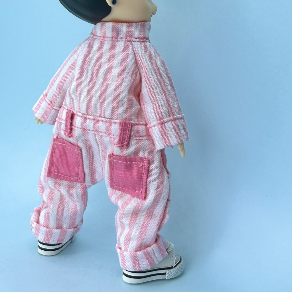 ストライブ柄のつなぎ(オビツ11身長調整・ピコドー10)