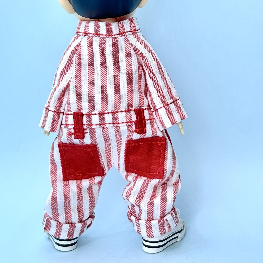 ストライブ柄のつなぎ(オビツ11身長調整・ピコドー10)