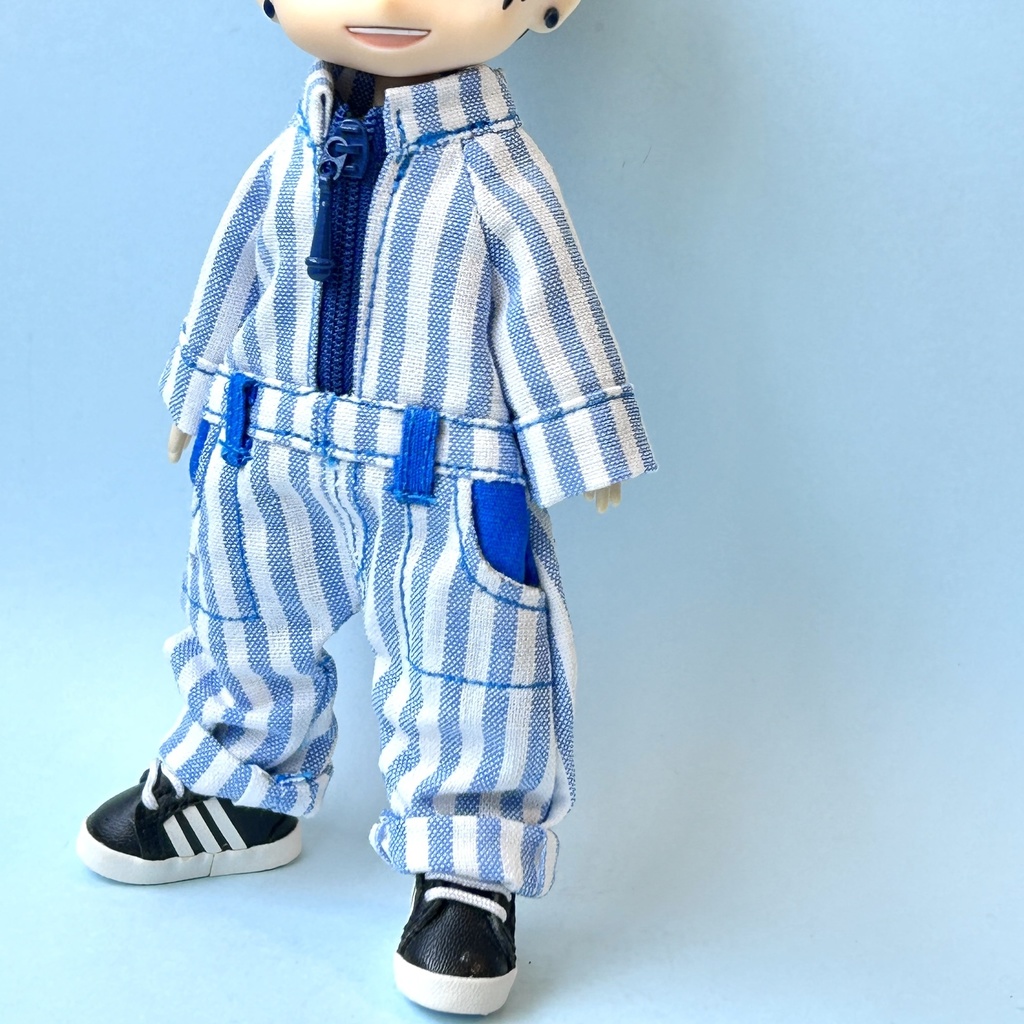 ストライブ柄のつなぎ(オビツ11身長調整・ピコドー10)