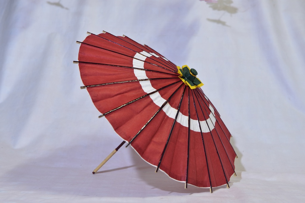 ドールサイズの中張蛇の目傘 赤 伝統工芸品