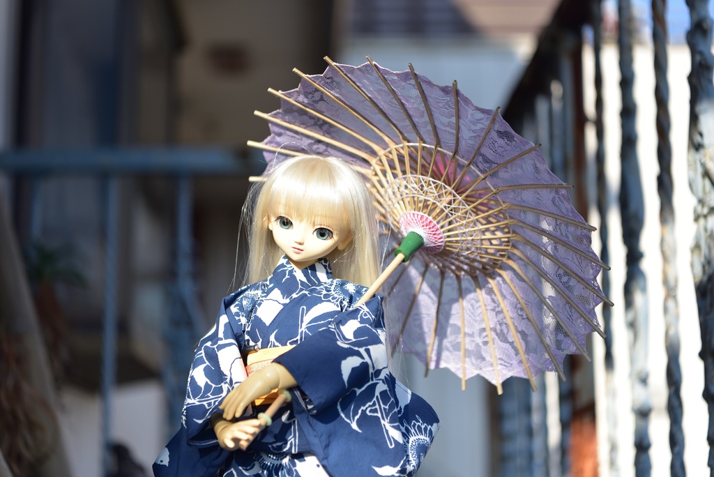 ドールサイズのレースの日和傘　あじろ傘