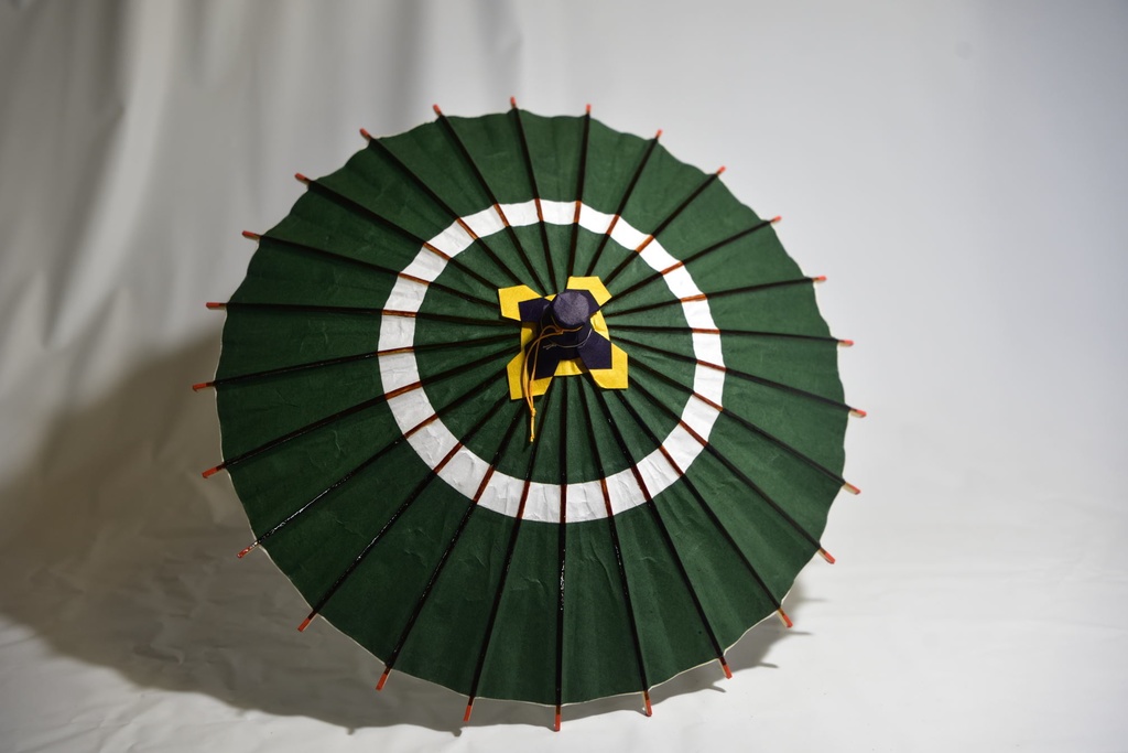 ドールサイズの和傘 1/3サイズ用蛇の目傘 深緑色