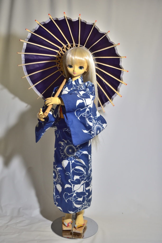 ドールサイズの和傘　1／3サイズ用蛇の目傘　紺無地　蛇の目傘