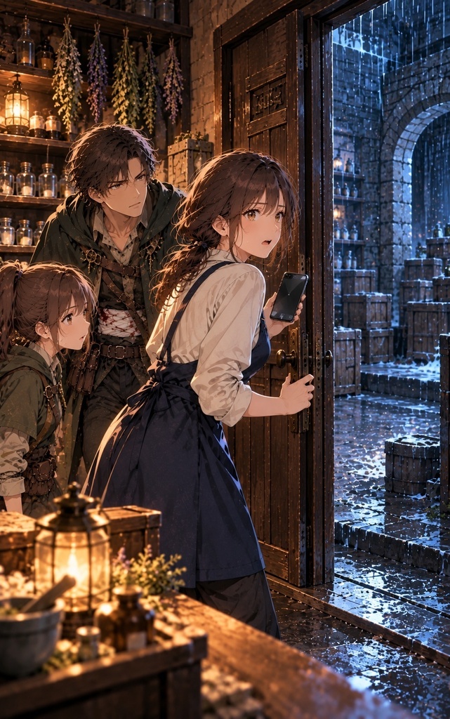 雨の夜、喫茶店の裏口から異世界の薬師が逃げ込んできました