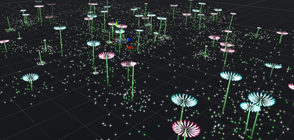 花が咲くパーティクル(VRChat想定)