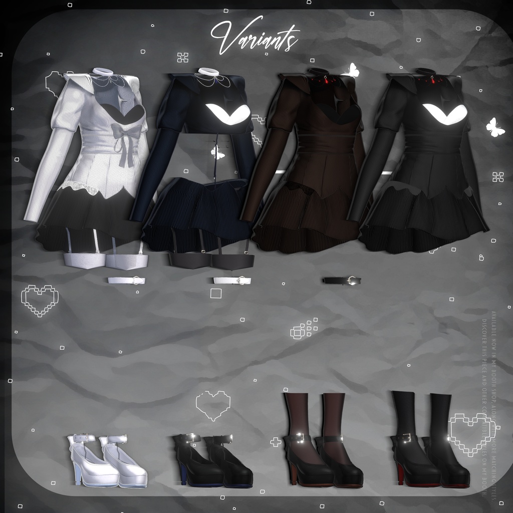 ๐ค๐ Gothic Boudoir โ VRChat Outfit for 6 Avatars๏ฝใดใทใใฏใใผใใฏใผใซ๏ผ6ไฝใขใใฟใผๅฏพๅฟ๏ผ๐ ๐งท