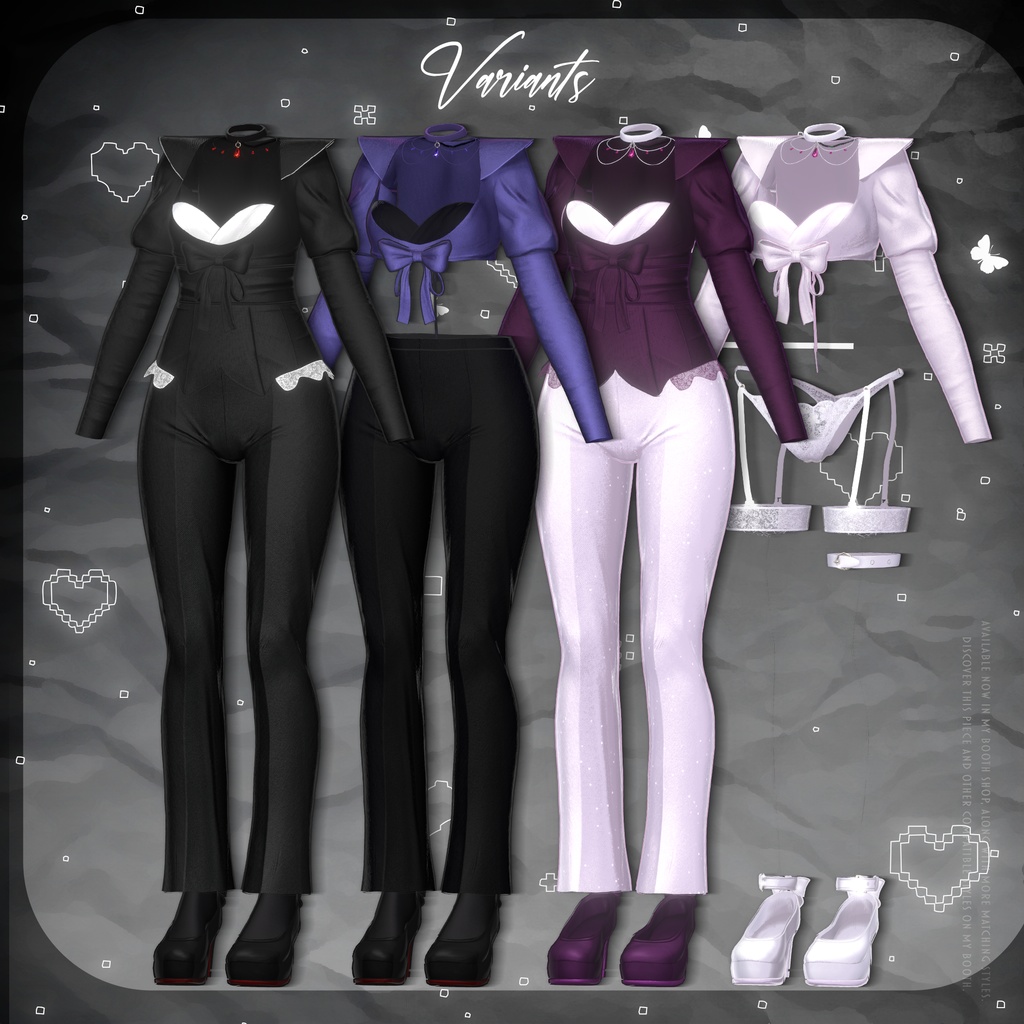 ๐ค๐ Gothic Boudoir โ VRChat Outfit for 6 Avatars๏ฝใดใทใใฏใใผใใฏใผใซ๏ผ6ไฝใขใใฟใผๅฏพๅฟ๏ผ๐ ๐งท