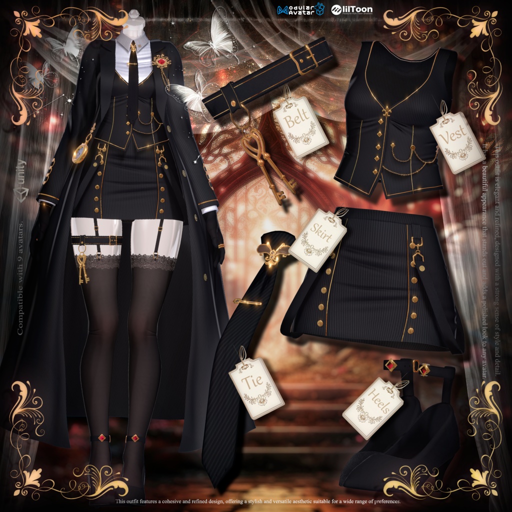 👉 【9アバター対応】貴族風エレガント制服セット 👑✨ | Aristocratic Uniform