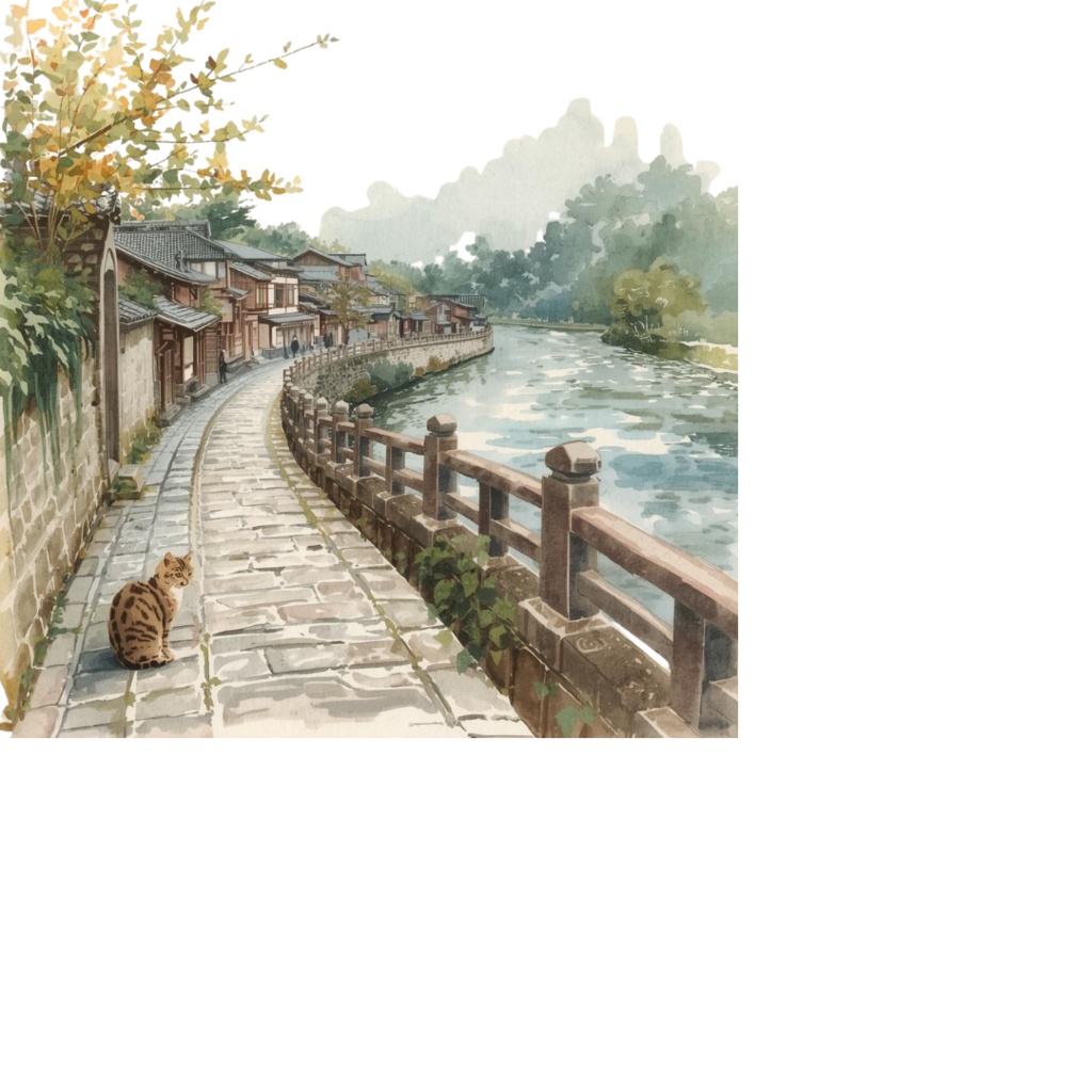 京都の伝統と風情がモチーフの、水彩画のクリップアート素材 PNG9セット