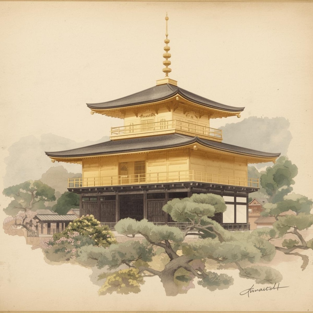 京都の伝統と風情がモチーフの、水彩画のクリップアート素材 PNG9セット