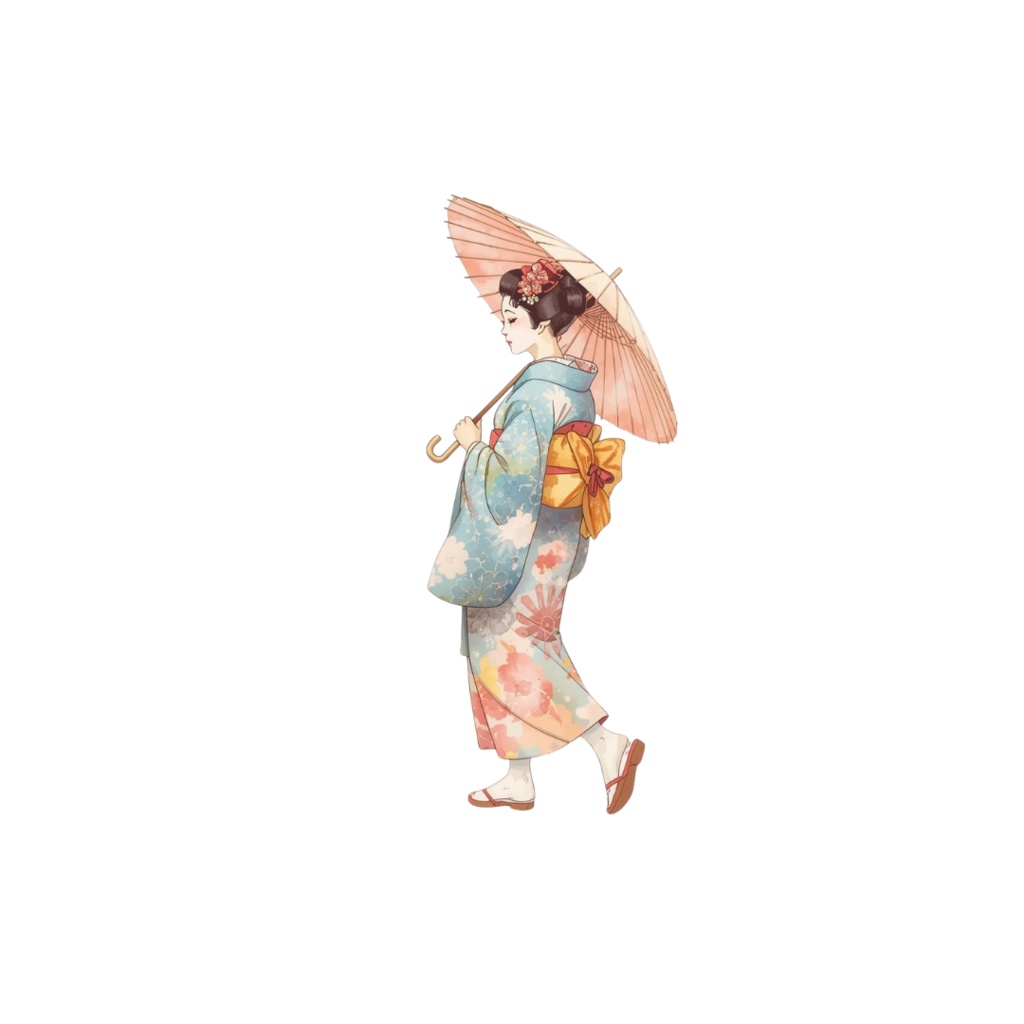 京都の伝統と風情がモチーフの、水彩画のクリップアート素材 PNG9セット