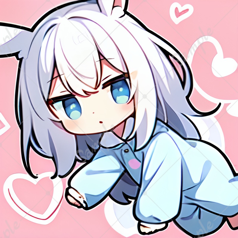 AI生成ちびキャラアイコン　パジャマの女の子3
