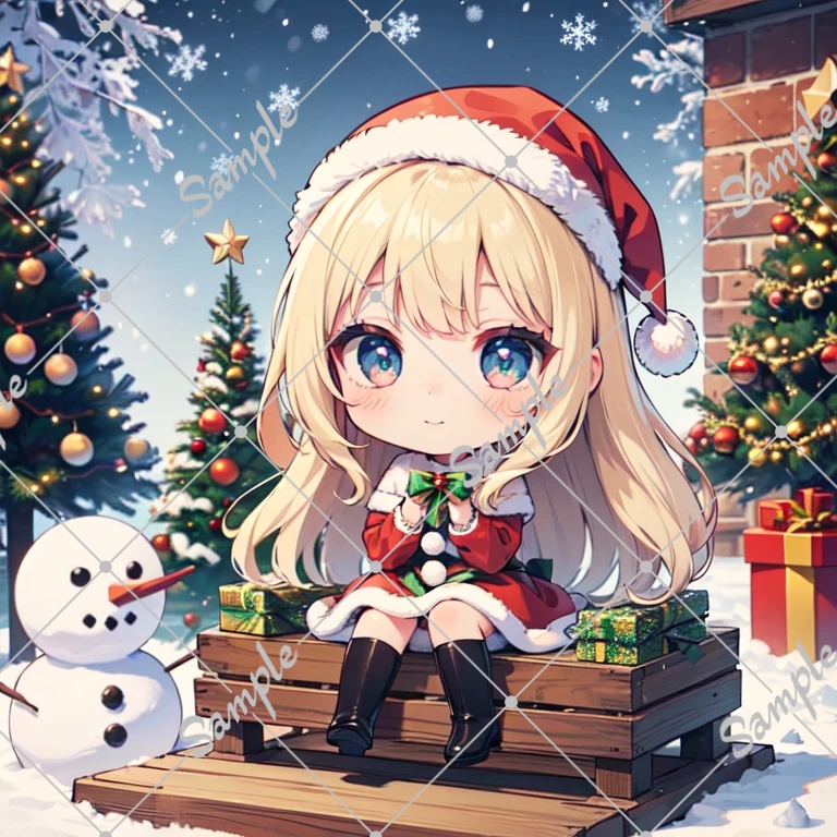 AI生成サンタ服を着たクリスマスちびキャラ