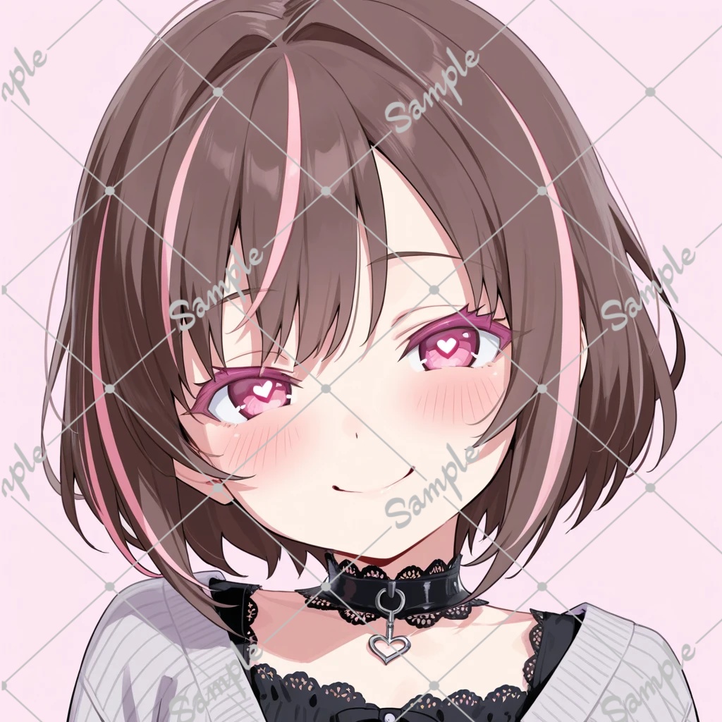 AI生成 ピンクメッシュの女の子 アイコンに最適1
