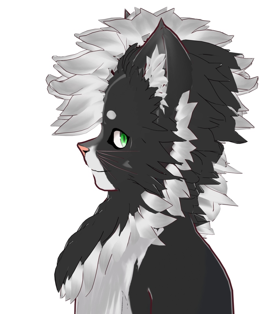 Black and white Cat boy Vroid character